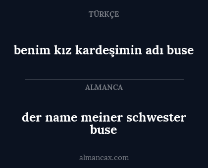 der name meiner schwester buse - benim kız kardeşimin adı buse