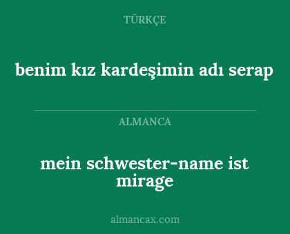 mein schwester-name ist mirage - benim kız kardeşimin adı serap