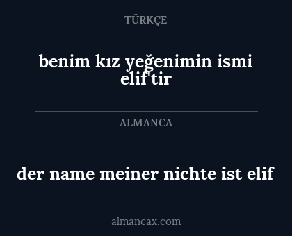 benim kız yeğenimin ismi elif'tir - der name meiner nichte ist elif