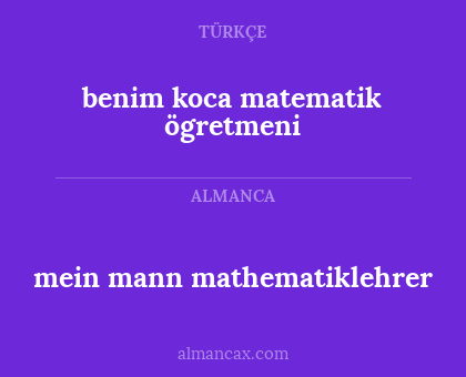mein mann mathematiklehrer - benim koca matematik ögretmeni