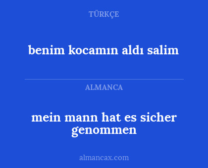 mein mann hat es sicher genommen - benim kocamın aldı salim