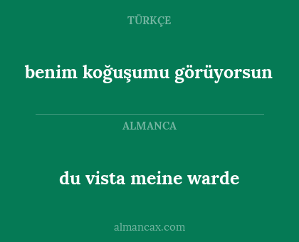benim koğuşumu görüyorsun - du vista meine warde