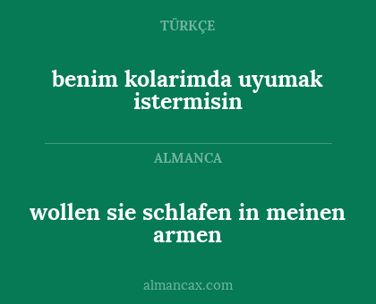 benim kolarimda uyumak istermisin - wollen sie schlafen in meinen armen