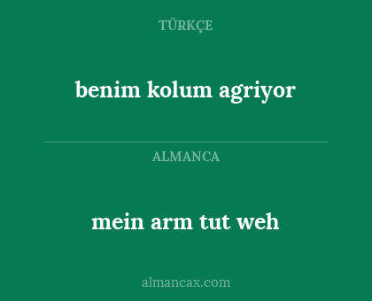 mein arm tut weh - benim kolum agriyor