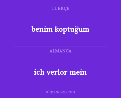 benim koptuğum - ich verlor mein