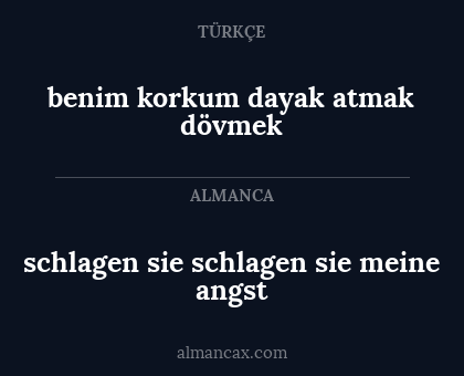 benim korkum dayak atmak dövmek - schlagen sie schlagen sie meine angst