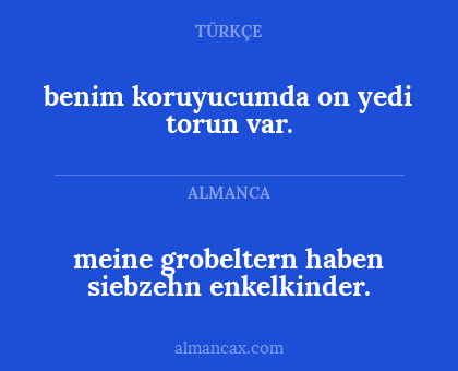 benim koruyucumda on yedi torun var. - meine grobeltern haben siebzehn enkelkinder.