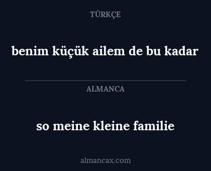benim küçük ailem de bu kadar - so meine kleine familie