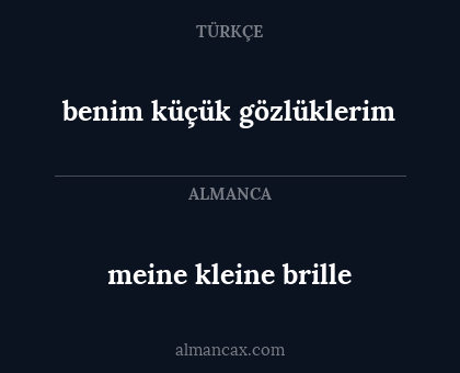 meine kleine brille - benim küçük gözlüklerim