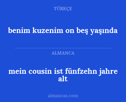 benim kuzenim on beş yaşında - mein cousin ist fünfzehn jahre alt