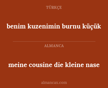 meine cousine die kleine nase - benim kuzenimin burnu küçük