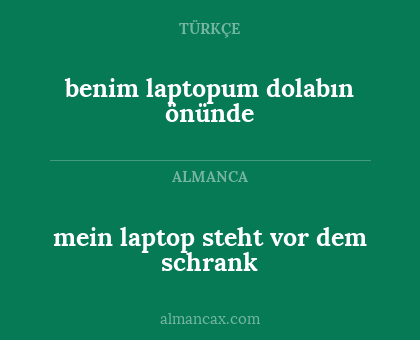 mein laptop steht vor dem schrank - benim laptopum dolabın önünde