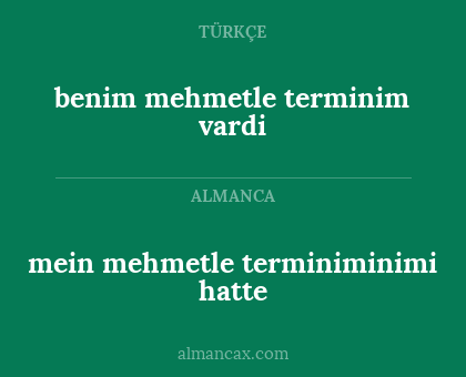 benim mehmetle terminim vardi - mein mehmetle terminiminimi hatte