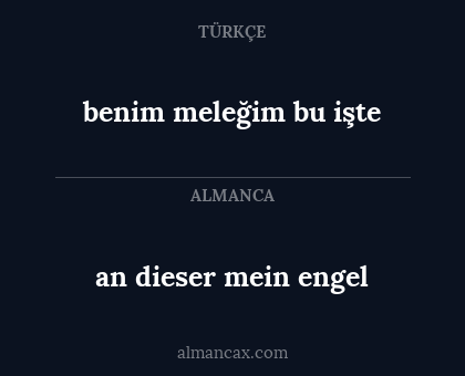 benim meleğim bu işte - an dieser mein engel