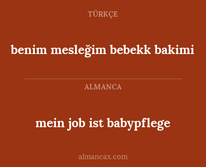 mein job ist babypflege - benim mesleğim bebekk bakimi