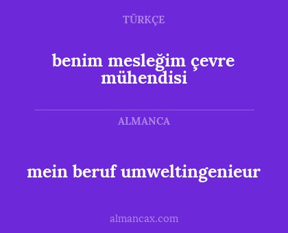mein beruf umweltingenieur - benim mesleğim çevre mühendisi