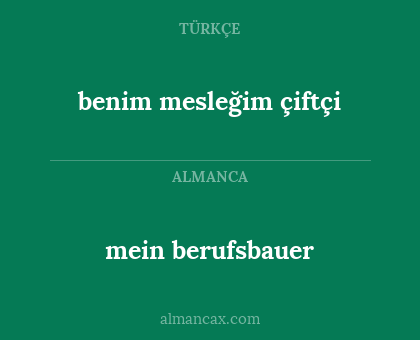 benim mesleğim çiftçi - mein berufsbauer