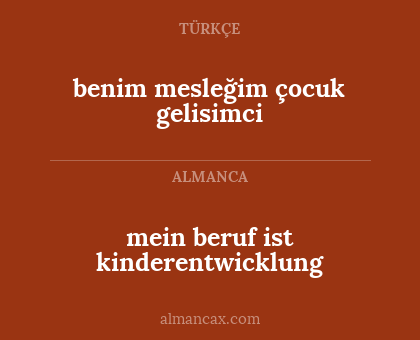 benim mesleğim çocuk gelisimci - mein beruf ist kinderentwicklung