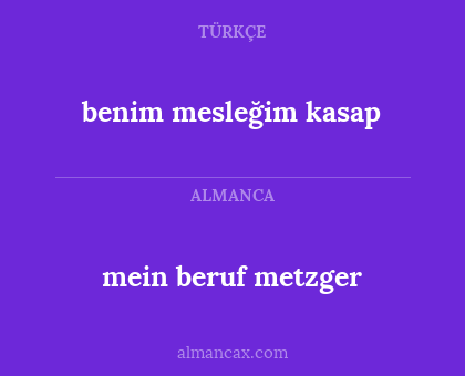 benim mesleğim kasap - mein beruf metzger
