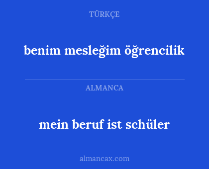 mein beruf ist schüler - benim mesleğim öğrencilik