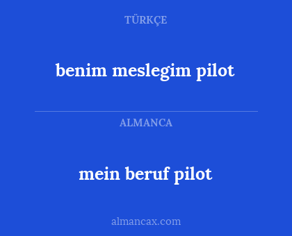 mein beruf pilot - benim meslegim pilot