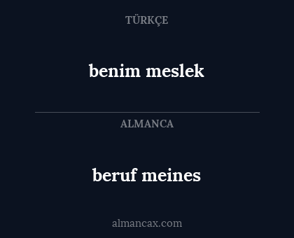 beruf meines - benim meslek