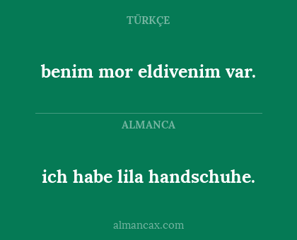 benim mor eldivenim var. - ich habe lila handschuhe.