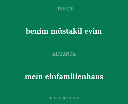 mein einfamilienhaus - benim müstakil evim