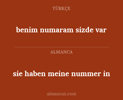 benim numaram sizde var - sie haben meine nummer in