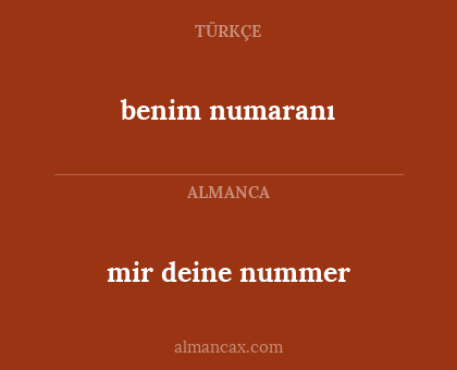 benim numaranı - mir deine nummer