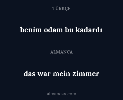 benim odam bu kadardı - das war mein zimmer