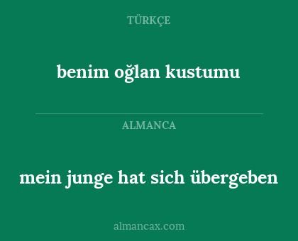 benim oğlan kustumu - mein junge hat sich übergeben
