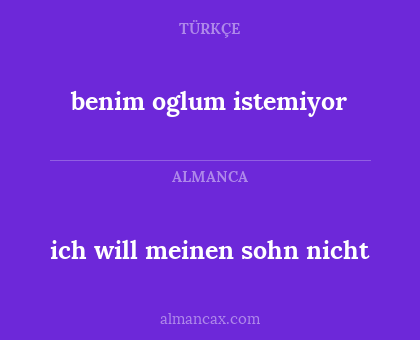 ich will meinen sohn nicht - benim oglum istemiyor