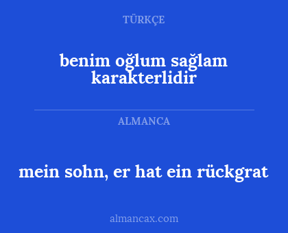 benim oğlum sağlam karakterlidir - mein sohn, er hat ein rückgrat