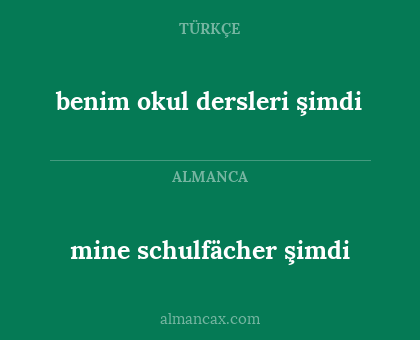 mine schulfächer şimdi - benim okul dersleri şimdi
