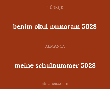 meine schulnummer 5028 - benim okul numaram 5028