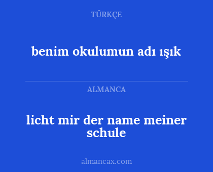 benim okulumun adı ışık - licht mir der name meiner schule