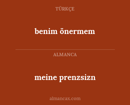 meine prenzsizn - benim önermem