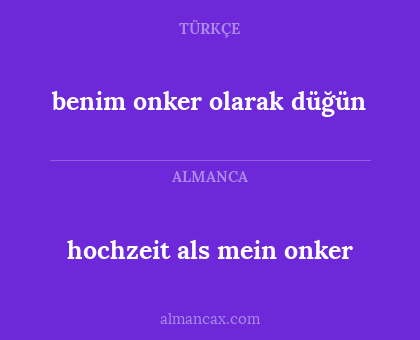 benim onker olarak düğün - hochzeit als mein onker