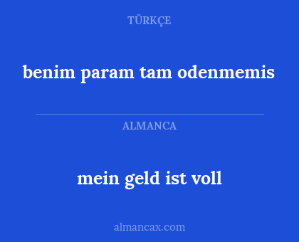 mein geld ist voll - benim param tam odenmemis