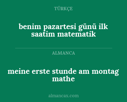 meine erste stunde am montag mathe - benim pazartesi günü ilk saatim matematik