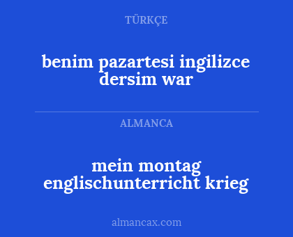 benim pazartesi ingilizce dersim war - mein montag englischunterricht krieg