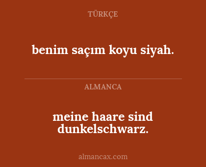 benim saçım koyu siyah. - meine haare sind dunkelschwarz.