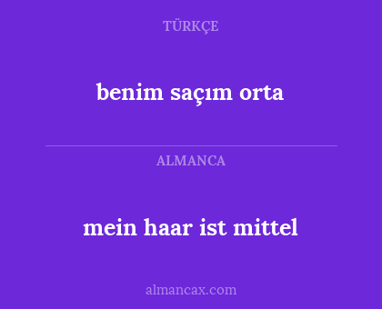 mein haar ist mittel - benim saçım orta