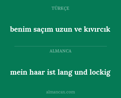 mein haar ist lang und lockig - benim saçım uzun ve kıvırcık