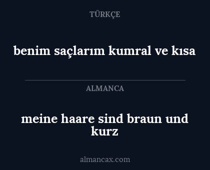 benim saçlarım kumral ve kısa - meine haare sind braun und kurz
