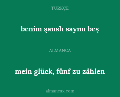 benim şanslı sayım beş - mein glück, fünf zu zählen