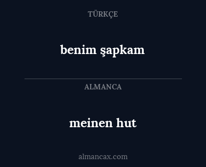 benim şapkam - meinen hut