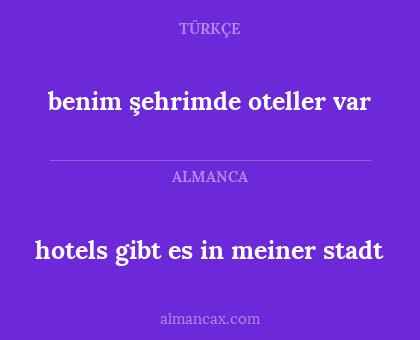 benim şehrimde oteller var - hotels gibt es in meiner stadt