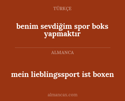 benim sevdiğim spor boks yapmaktır - mein lieblingssport ist boxen